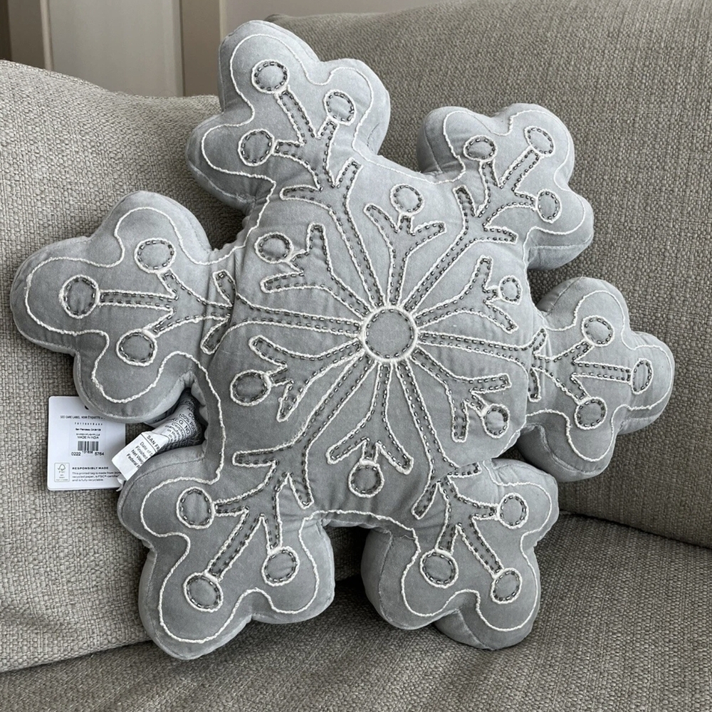 New Pottery Barn Shimmer Snowflake Pillow (I Have 2 - Price Is Per Pillow)
